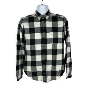 Hollister Men's Black & White Plaid Flannel Shirt Size S